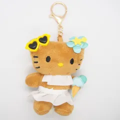 【訳アリ品】　日焼けキティ　ぬいぐるみ　チャーム　キーホルダー　夏　リゾート