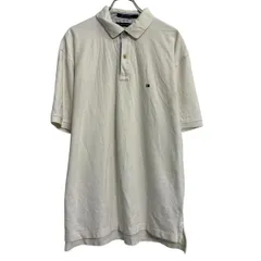 TOMMY HILFIGER 半袖 ポロシャツ XL ホワイト トミーヒルフィガー ハーフボタン ビッグサイズ ロゴ 刺繍 古着卸 アメリカ仕入 a703-5640