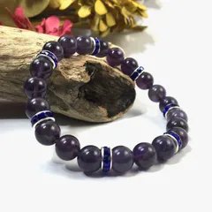 パワーストーン ブレスレット アメジスト 天然石ブレス (ダークブルー) 8mm レディース  ●