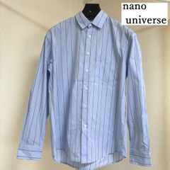nano universe　ナノユニバース　メンズ　長袖シャツ　レギュラーカラーシャツ　ストライプ　水色　ライトブルー　ブルー　M