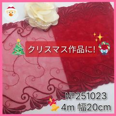 №251023　チュールレース　刺繍レース　ハンドメイド　手芸　ドール服　マスクカバー　リカちゃん　シェリーメイ　メルちゃん　ダッフィー　リーナベル　ラボット服　衣装　ぬい服　ペット服　リメイク　ウエディング　半襟　カフェカーテン　コスプレ　クリスマス