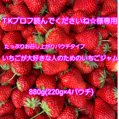 【TKプロフ読んでくださいね☆様専用】お買い得!たっぷりお召し上がりパウチタイプ880gです!いちごやさんが作る、いちごが大好きな人のためのいちごジャム(220g×4パウチ)