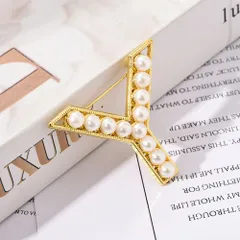 ☆ Yタイプ ☆ ブローチ イニシャル N～Z pmybroch06 ブローチ パール イニシャル アルファベット ピンバッチ アクセサリー ワンポイント おしゃれ ブローチピン 英字 レディース ギフト お祝い 入学式 卒業式 発表会 同窓会 演奏会