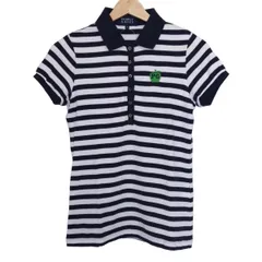 PEARLY GATES(パーリーゲイツ) 半袖ポロシャツ サイズ0 XS レディース - ネイビー×白 ボーダー