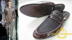 コレクションモデル09SS★DOLCE&GABBANA ドルガバ★パテント&レザーサンダル サイズ40 25cm or サイズ41 25.5cm★ブラウン茶【本物保証】デッドストック廃盤品のサムネイル