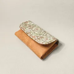 イタリアンレザー×花柄布のコインケース(出品番号99)
