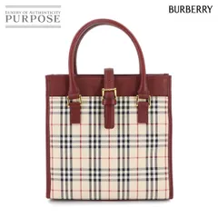 未使用 展示品 バーバリー BURBERRY ノバチェック ハンド バッグ キャンバス レザー ベージュ ボルドー Hand Bag 90294432