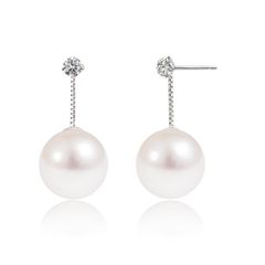 [シアーズ] ピアス  PT900 アコヤ真珠 7.0～8.0mm 天然ダイヤモンド 0.08ct 揺れる se56-0009-c-pt