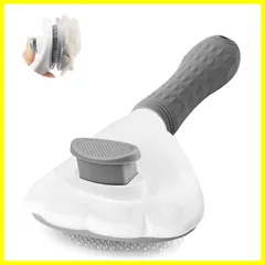 【人気商品】，【特価商品】，【特価】スリッカーブラシ 長毛・短毛種 ヒーリングブラシ くし 痛くない ワンマッサージしながら抜け毛除去 ボタンを押して抜け毛が簡単に取れる ペット用 ペットグルーミングブラシ 【正規品】SanMori 猫・犬兼用(グレー)