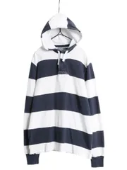 【お得なクーポン配布中!】 90s ポロ ラルフローレン フード付き ボーダー 鹿の子 パーカー メンズ L / 古着 オールド 長袖シャツ プルオーバー ラガー シャツ タイプ