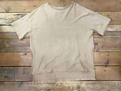 ☆CALUX/キャラクス USA製 スリットTee sizeFREE レディース ベージュ オーバーサイズ カジュアル 古着 used☆