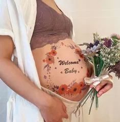 マタニティフォト マタニティフォトシール マタニティシール お腹 ベリーペイント セルフ かわいい おしゃれ プレゼント ハート マーク 写真 シンプル メモリアル 成長記録 フォトブック用 妊婦さん向け おしゃれ 可愛い 送料無料 ZB