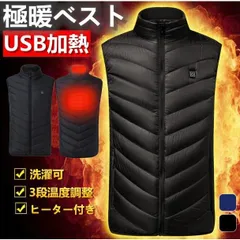 ヒーターベスト 電熱ベスト ヒートウォーム ヒーター付き 3段温度調整 あったかインナー 防寒インナー 極暖 ジャケット USB 加熱 洗濯可 秋冬今話題beihong01