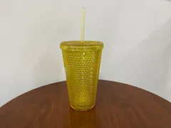 【新品未使用】スタバ　ロゴコールドカップタンブラーバンピーイエロー473ml