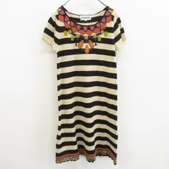 ホコモモラ jocomomola ワンピース ボーダー コットンリネン 刺繍 a909919