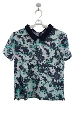 【美品】UNDER ARMOUR(アンダーアーマー) ポロシャツ 白青系総柄 レディース LG ゴルフ用品 2411-0458 中古