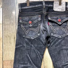 《激レア》エドウィン EDWIN 黒☆デニムパンツ M 503 ブルートリップ ロゴタグ 無地柄 革パッチ フレア ヴィンテージ加工 e8