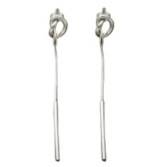 【シルバー × ピアス】[Cream dot. クリームドット公式] ピアス レディースステンレス製 金属アレルギー つけっぱなし サージカルステンレス 揺れる ノット 結び目 バー 大人 シンプル