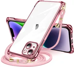 【人気商品】クリア ショルダー iphone13 用 スマホケース 用 アイフォン13 カバー 肩掛け 斜めかけ 縄掛けケース 透明 ケース TPU 薄型 軽量 耐衝撃 紐付き 斜めがけ 13 織りストラップ付き ネックストラップ ショルダー ケース 縦/横