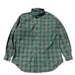 00s ラルフローレン CLASSIC FIT マドラスチェック 長袖シャツ 胸ポケット付き（Lサイズ）
