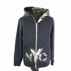 トミー ヒルフィガー/TOMMY★注目フード!フルジップ/NYCプリントパーカー【Mens size -S/紺】◆BC422W<sale>