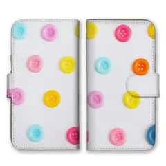 iPhone15plus ケース 手帳型 iPhone15 プラス スマホケース 携帯ケース ボタン ぼたん 手芸 装飾 カラフル ポップ パステルカラー 可愛い かわいい ホワイト 白色 カラー01