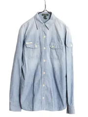 【お得なクーポン配布中!】 ラルフローレン 長袖 シャンブレー シャツ レディース S / LAUREN JEANS Co ワーク 100% コットン チンスト マチ付き ヴィンテージ モデル