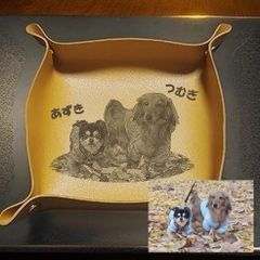 オーダーメイド ご希望の画像をレーザー刻印　PUレザー トレイ　トレー　1234