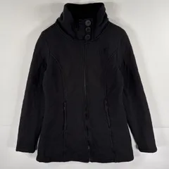 古着 ザ・ノースフェイス THE NORTH FACE フルジップロングスウェットジャケット コート フリース ワンポイント M  ブラック レディース
