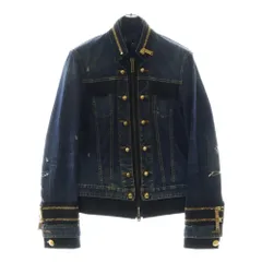DSQUARED2 (ディースクエアード) 16AW ダメージ加工 ゴールドボタン デニムレイヤード ナポレオンジャケット インディゴ/ブラック S74FZ0022