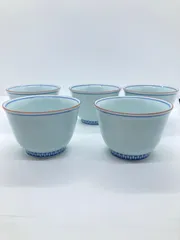 【新品】まるぶん　波佐見焼　洸琳窯　櫛目高台　反煎茶揃　湯呑　５客セット　お茶　来客用　食器　やきもの　和食器