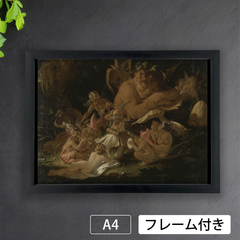 ジョゼフ・ノエル・ペイトン（Joseph Noel Paton）『パックと妖精たち』　アートポスターA4 マット紙【フレーム付】《IN》