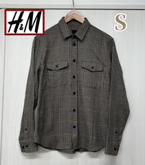 H&M 　メンズ　チェック柄シャツ　（ブラウン）Ｓ