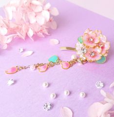 再販×15 桜 満開 うる艶 ポニーフック (チャーム取り外し可能) 浴衣 スワロ