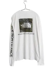 【お得なクーポン配布中!】 ノースフェイス 3面 プリント 長袖 Tシャツ メンズ S アウトドア ロンT ロングTシャツ ボックスロゴ バックプリント 袖プリント カットソー
