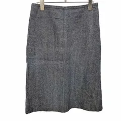 古着 アーペーセー A.P.C. デニムスカート 裏地付き 無地 サイドファスナー ひざ下丈 Aライン ベルトループ無し 綿×麻 36 ブルー 青 レディース