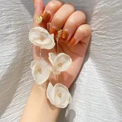 【007】ハンドメイドピアス　ハンドメイドイヤリング　大ぶりピアス　大ぶりイヤリング　ネジバネ式イヤリング　ハンドメイド