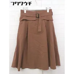 ◇ ◎ NATURAL BEAUTY BASIC ベルト付き 膝下丈 フレア スカート サイズM ブラウン系 レディース 【中古】 【1105270005461】