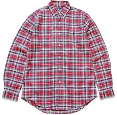 00s ラルフローレン タータンチェック ボタンダウン オックスフォード コットンシャツ S★10 オールド ロゴ刺繍 ワンポイント