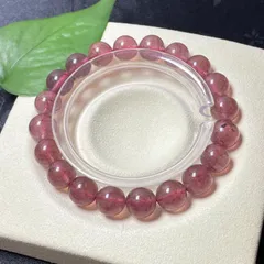 絶賛 EU製★ストロベリークォーツ★ブレスレット パワーストーン 天然石 苺水晶 綺麗 可愛い ギフト プレゼント2 9.8-10.3mm ZB6838