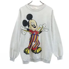 オールド 90s ディズニー ミッキーマウス 長袖 スウェット トレーナー M ライトグレー OLD Disney メンズ