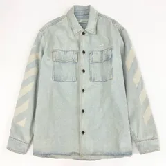27a17 OFF-WHITE オフホワイト Diag Oversize Denim Shirt ダメージ加工 ロゴ オーバーサイズ デニム シャツ ジャケット OMYD017R20386018 M インディゴ デニムのサムネイル