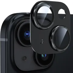 【数量限定】iPhone13/iPhone13 mini用 カメラ保護 カメラフィルム アルミ合金製 強化ガラス アイフォン13/13miniカメラカバー キズ防止 耐衝撃 露出オーバー防止 超高透過率 あいふぉん13/あいふぉん13ミニ レンズカバー ブラッ