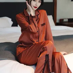 パジャマ　レディース レーヨン 前開き 長袖　ルームウェア 肌に優しい ゆったり　ロングパンツ 上下セット　柔らか 部屋着　女性 婦人 キャンディー色