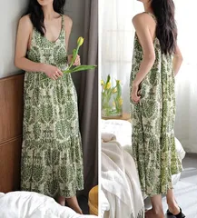 カップ付きキャミワンピース ノースリーブ キャミワンピース カップ付き ルームウェア パジャマ Vネック パッド入り キャミソール ワンピース 綿