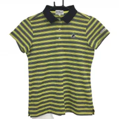ジャックバニー 半袖ポロシャツ 杢グレー×イエロー ボーダー レディース 1(M) ゴルフウェア Jack Bunny