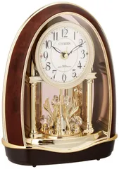 新品 リズム(RHYTHM) シチズン 置き時計 電波時計 アナログ 毎正時 メロディ 12曲 入り 茶色 CITIZEN パルドリームR414 4RN414-023