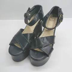 ◇ Θ YOSUKE ヨースケ 太ヒール オープントゥ パンプス サイズL ブラック ブラウン レディース E  【1408220060832】