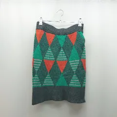 ◇ ROSE BUD ウエストゴム　マルチカラー 透け感なし ショート ストレート スカート サイズFREE グリーン系 レディース E  【1309250022732】