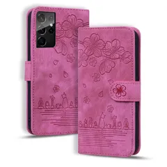 Torske ギャラクシー S21 Ultra 5G ケース 手帳型 さくら柄 Galaxy S21 ウルトラ ケース 油絵デザイン ヴィンテージカラー 快適な質感 財布型 Samsung S21 Ultra スマホケース Galaxy S21 U